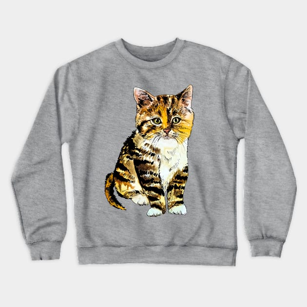 striped kitten Crewneck Sweatshirt by VicaVeresk